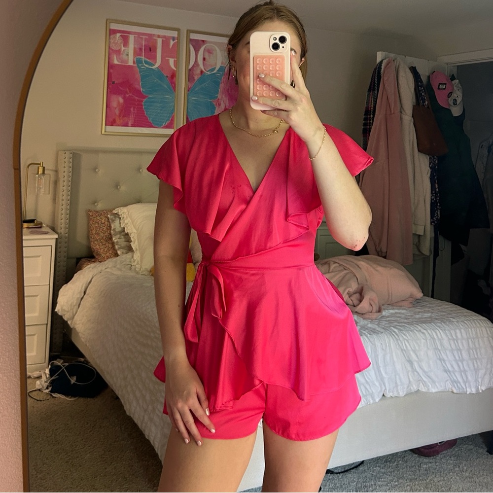 Pink Open Back Romper